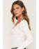 Image #2 - Wild Moss Women's Contrast Stitch Lace Long Sleeve Top, Cream, hi-res