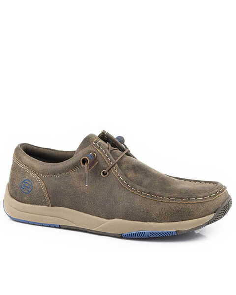 Roper Men's Clearcut Leather Shoes - Moc Toe, Brown, hi-res