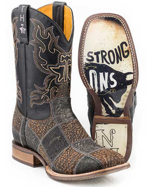 Tin Haul Men's No Bull Western Boots - Broad Square Toe, Black, hi-res