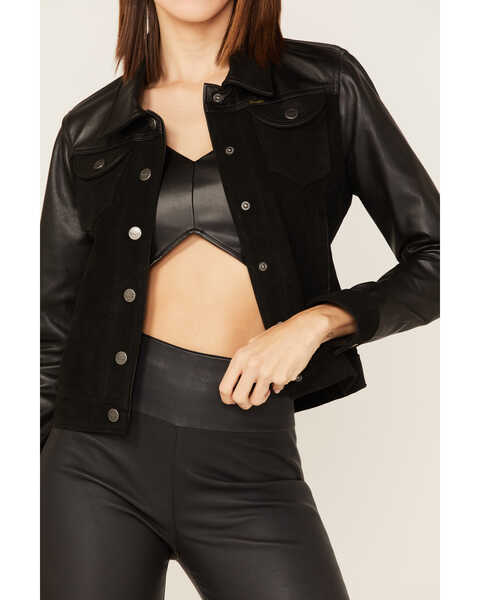 Image #3 - Wrangler Women's Leather And Suede Jacket, Black, hi-res
