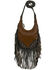 Image #1 - American West Women's Brindle Hair-On Studded Fringe Crossbody, Chocolate, hi-res