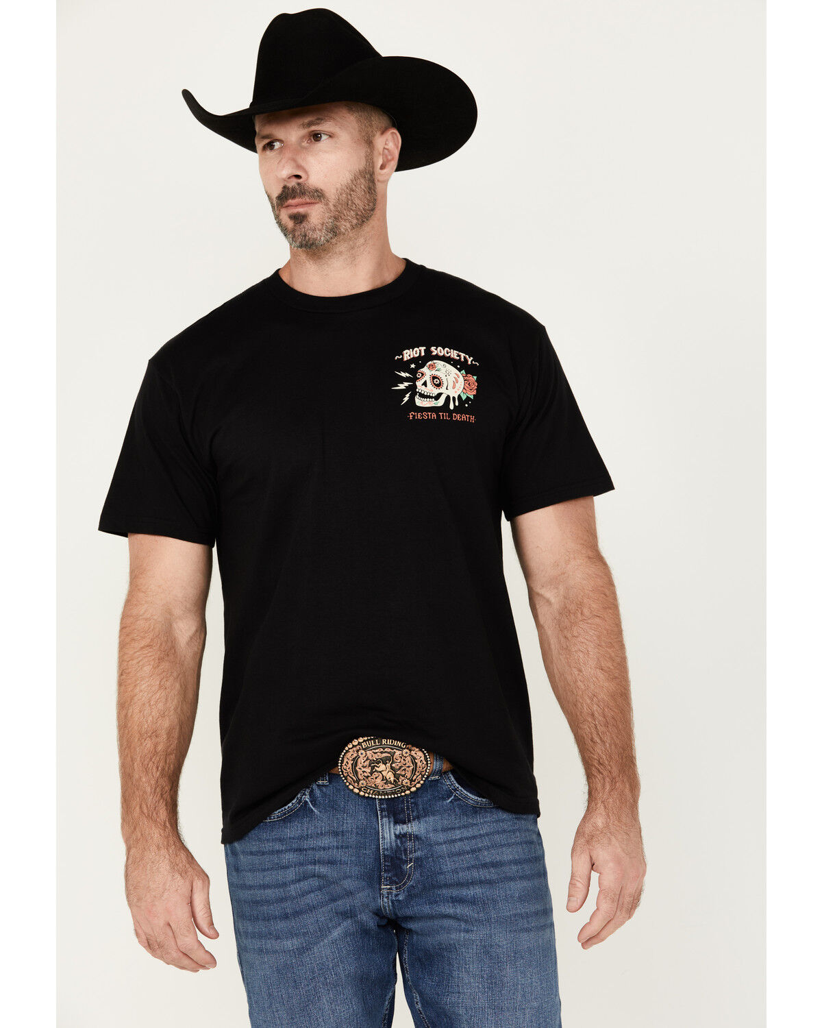 Image #2 - Riot Society Men's Guitar Girl Fiesta Til Death Short Sleeve Graphic T-Shirt, Black, hi-res