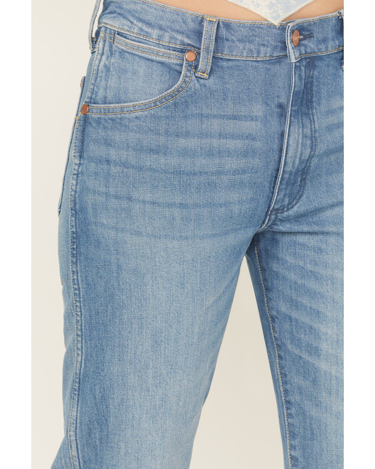 Image #2 - Wrangler Women's Sunset Medium Wash Mid Rise Heritage Straight Stretch Denim Jeans, Medium Wash, hi-res