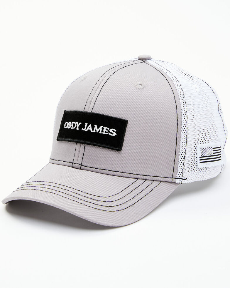 Cody James Men's Grey Logo Patch Mesh-Back Flex-Fit Ball Cap, Grey, hi-res