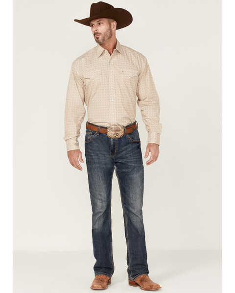 Image #2 - Stetson Men's Gold Rush Medallion Geo Print Long Sleeve Pearl Snap Western Shirt , , hi-res