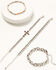 Image #1 - Shyanne Women's Cross And Beaded Chain Layered Bracelet Set - 4 Piece Set, Pink, hi-res