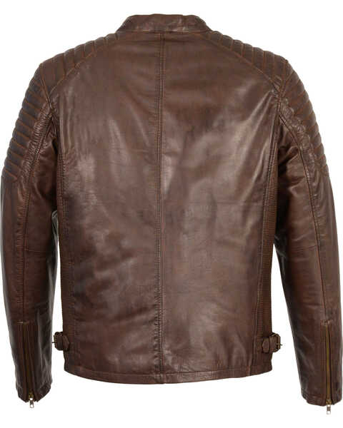 Image #2 - Milwaukee Leather Men's Quilted Shoulders Snap Collar Leather Jacket, Brown, hi-res