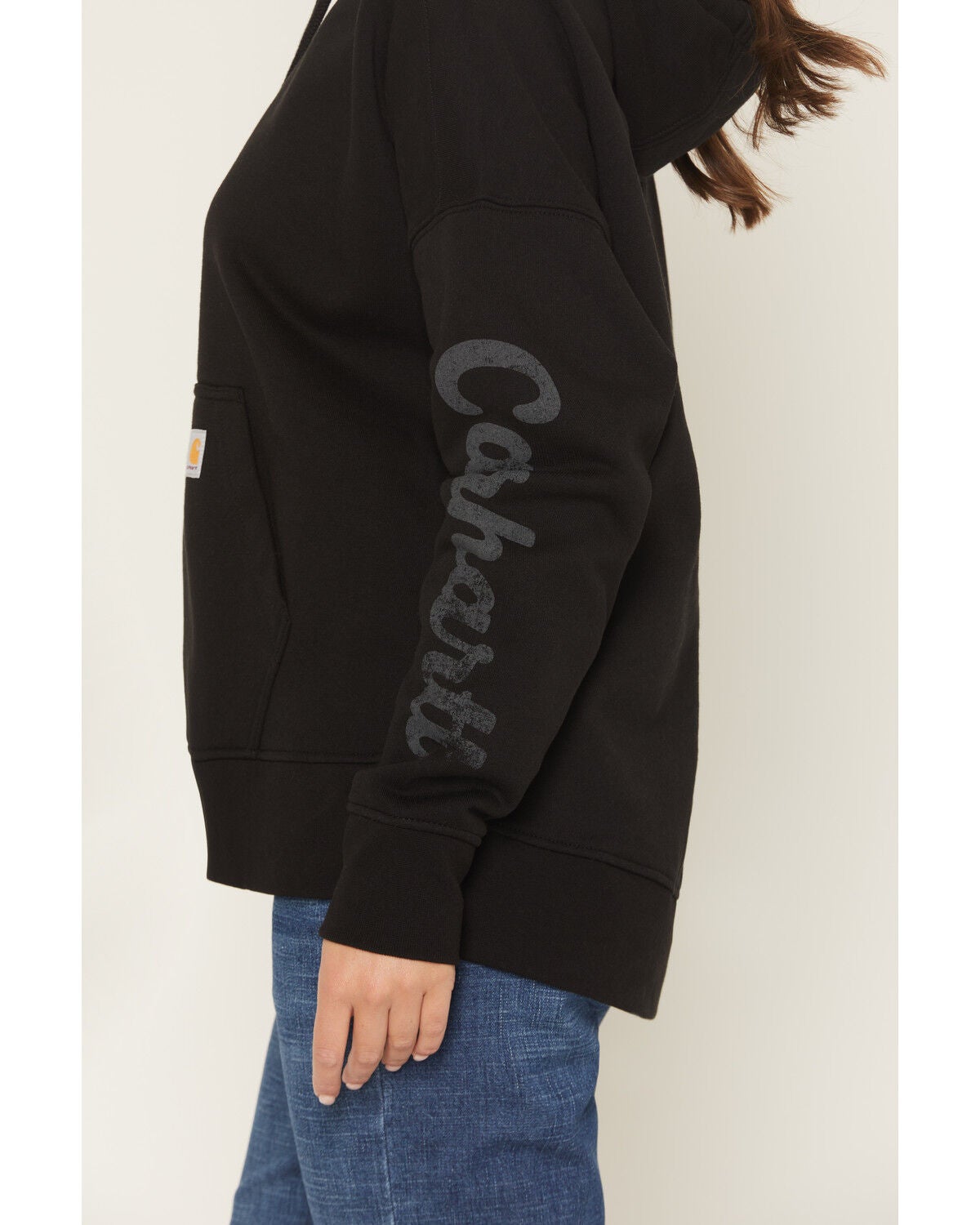 Image #4 - Carhartt Women's Oversized Fit Midweight Heart Graphic Hoodie, Black, hi-res