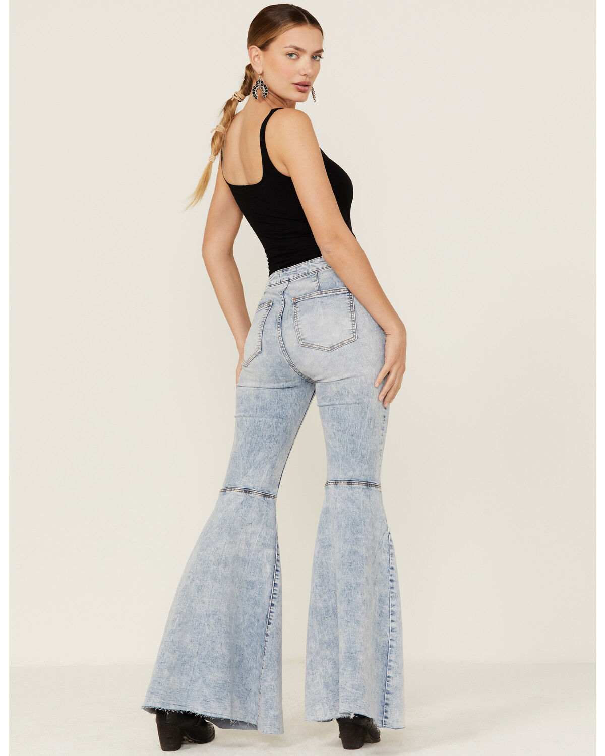 Image #3 - Free People Women's Float On Indigo Marble Flare Jeans, , hi-res