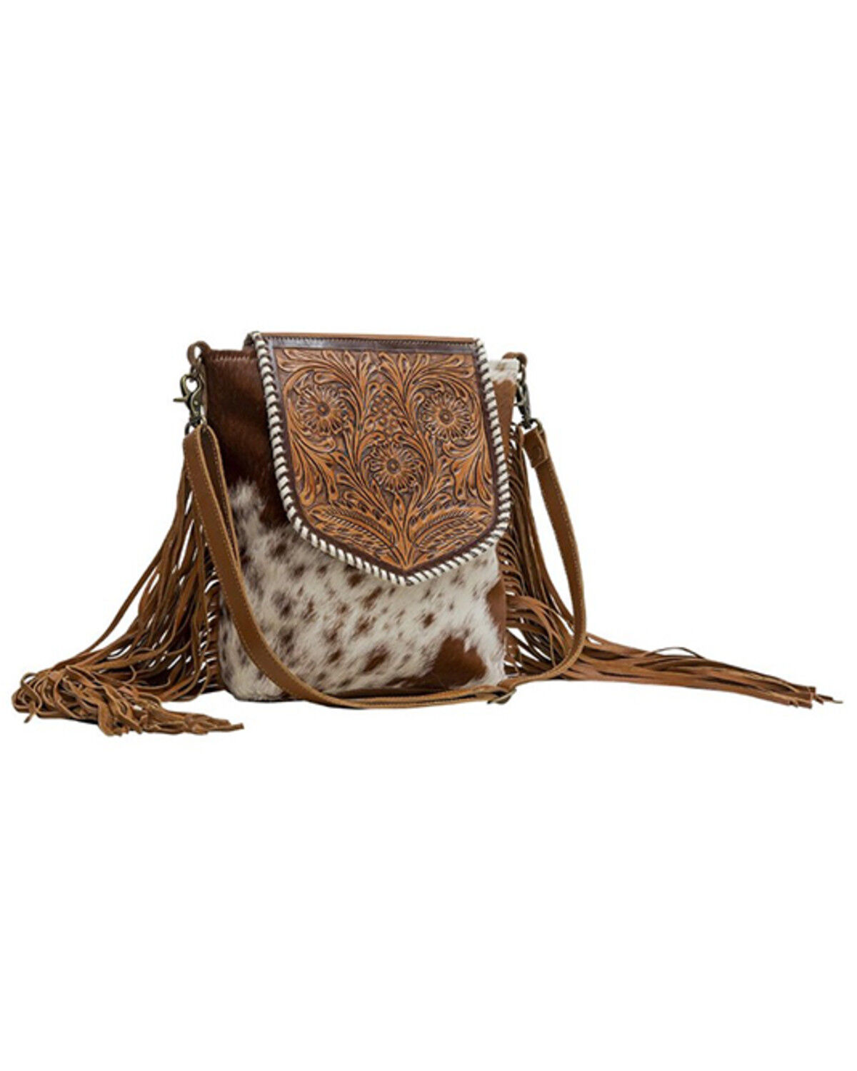 Image #2 - Myra Bag Women's Squander Hand-Tooled Crossbody Bag, Brown, hi-res