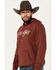 Image #2 - Wrangler Men's Boot Barn Exclusive  Logo Hooded Sweatshirt, Burgundy, hi-res
