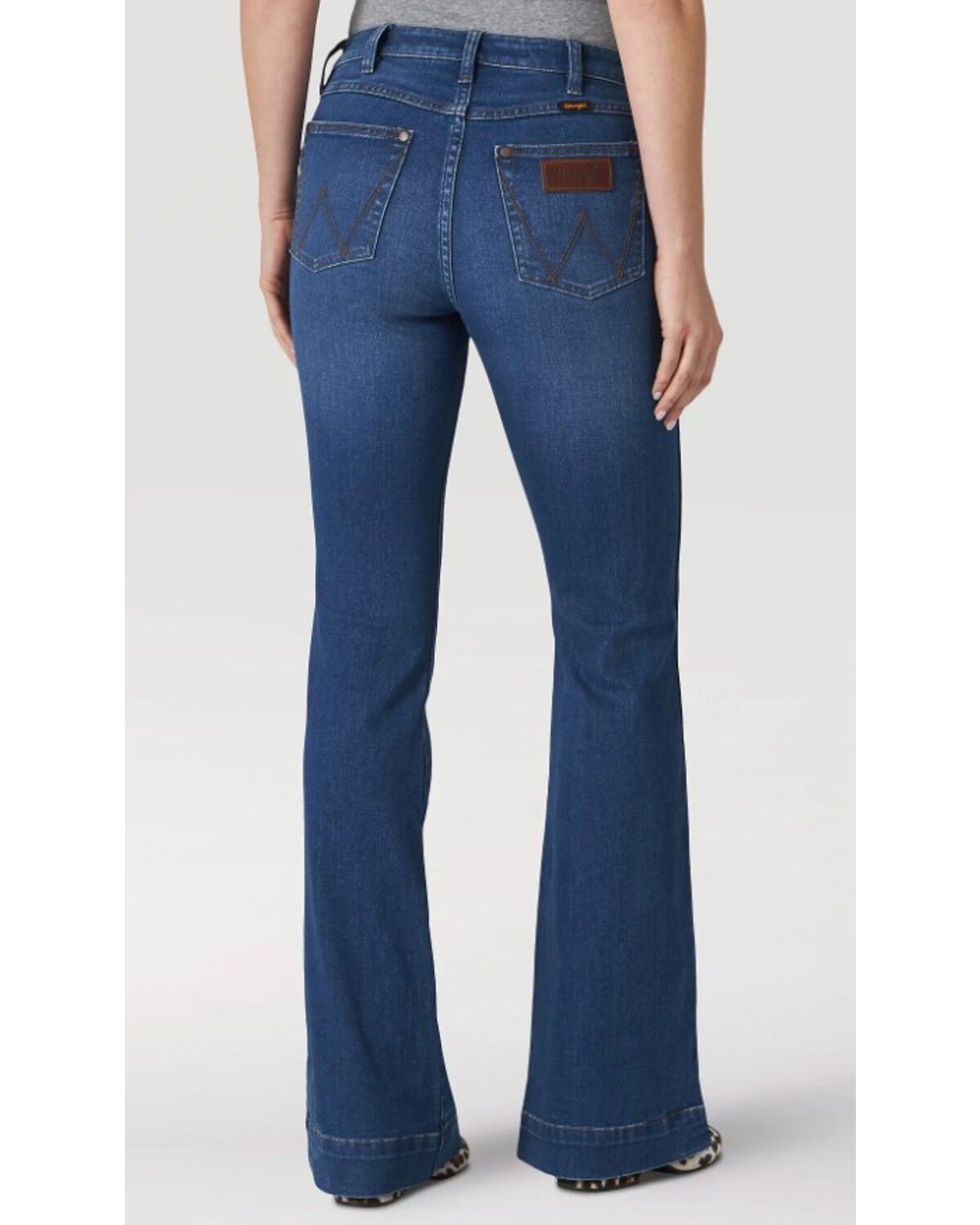 Image #2 - Wrangler Retro Women's Bailey Medium Wash High Rise Trouser Stretch Denim Jeans, Blue, hi-res