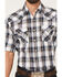 Image #3 - Ely Walker Men's Plaid Print Short Sleeve Snap Western Shirt, Navy, hi-res