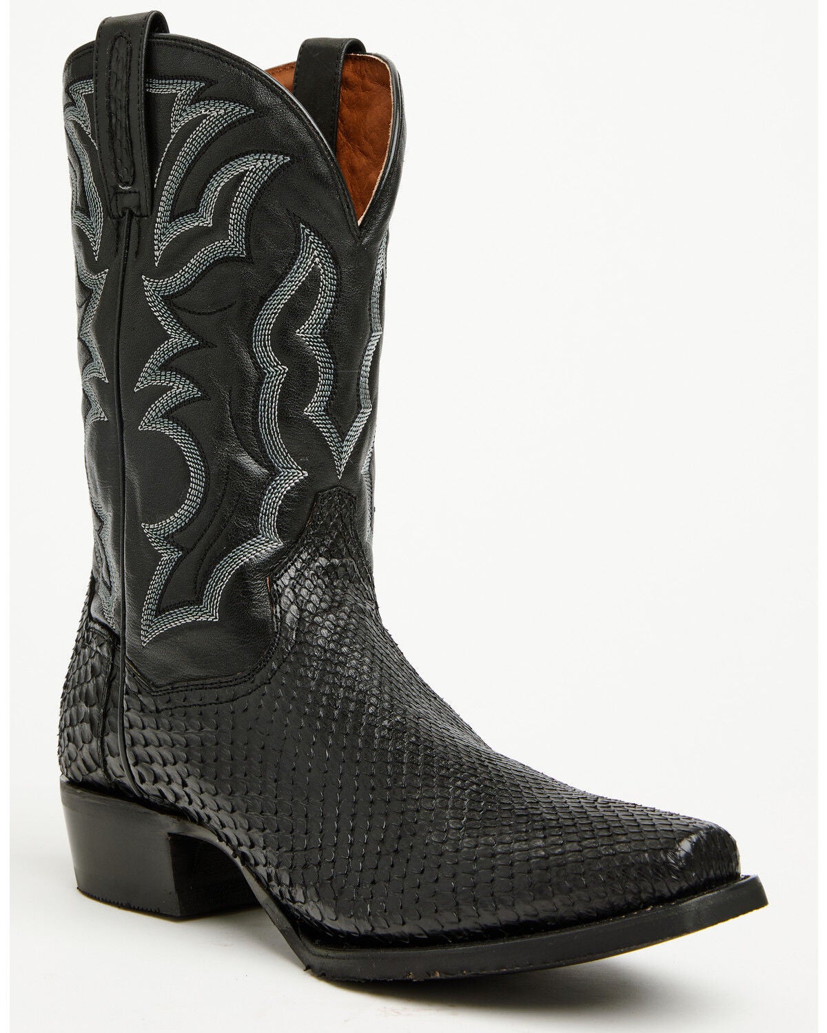 Image #1 - Dan Post Men's Exotic Python Western Boots - Square Toe, Black, hi-res