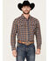 Cody James Men's Sunrise Plaid Print Long Sleeve Western Snap Shirt - Big , Light Blue, hi-res