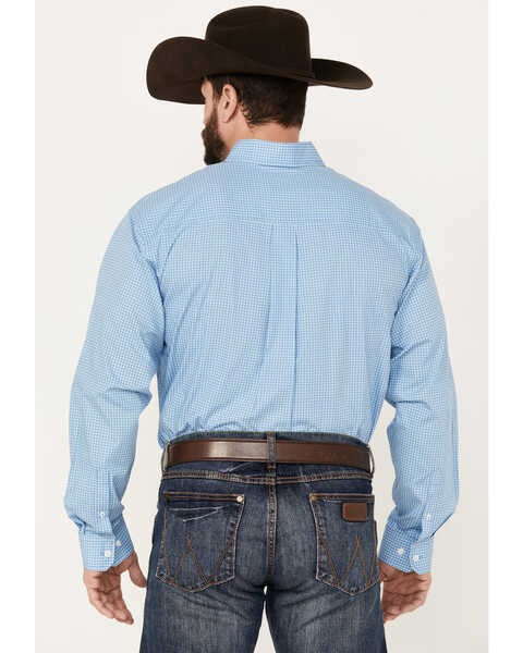 Cinch Men's Geo Print Long Sleeve Button Down Western Shirt, Light Blue, hi-res