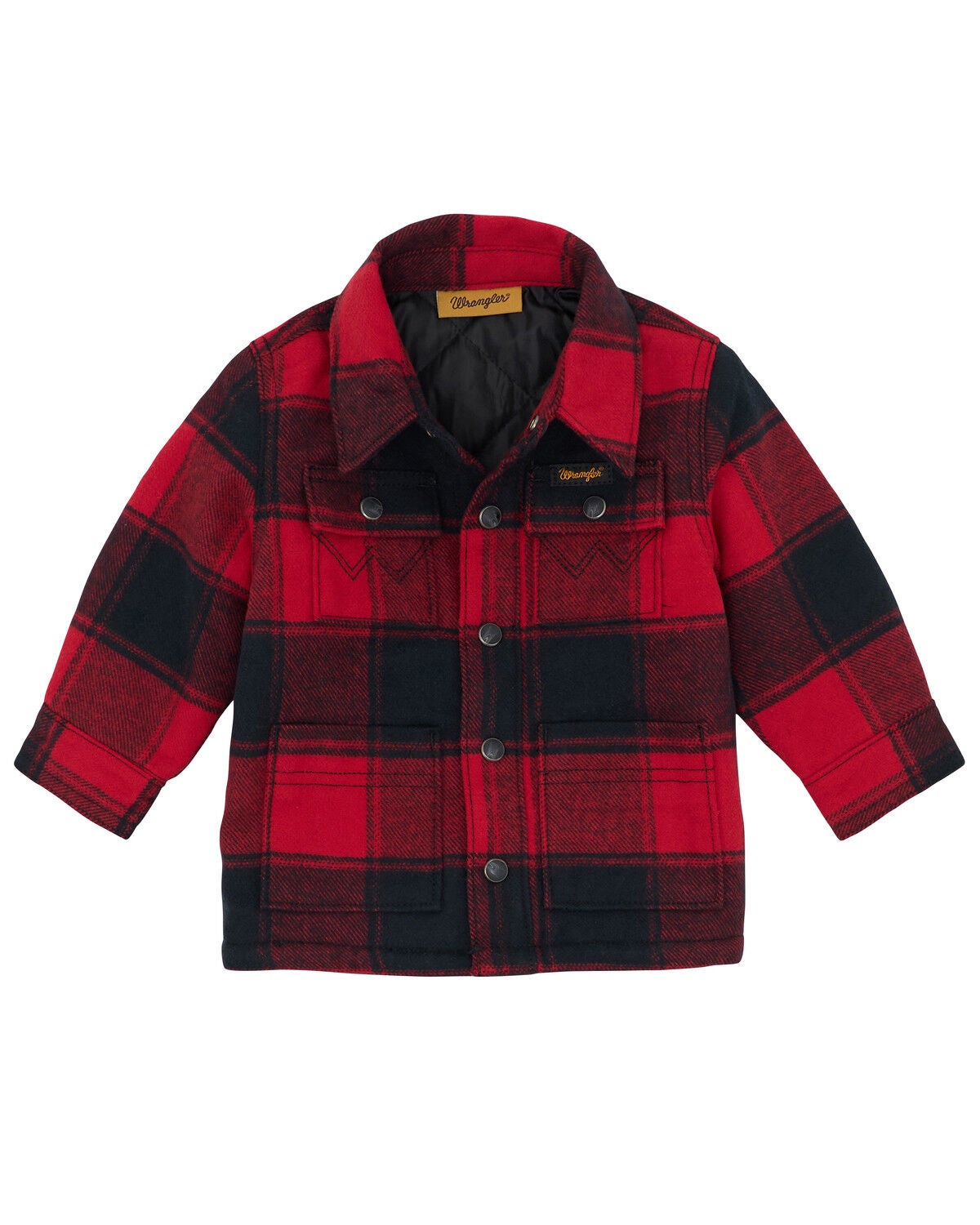 Wrangler Toddler Boys' Plaid Print Snap Jacket, Red, hi-res