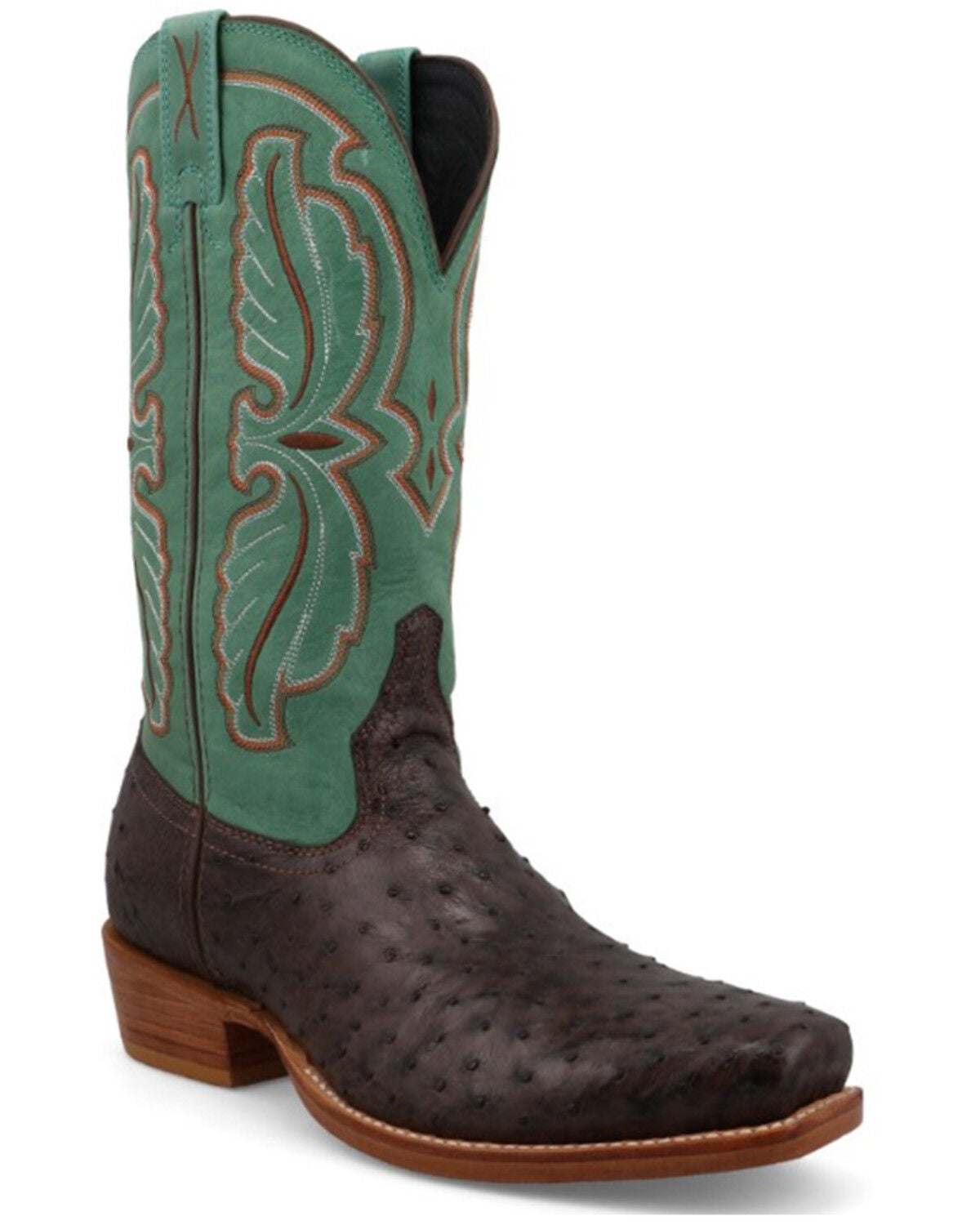 Twisted X Men's Reserve Exotic Full Quill Ostrich Western Boots - Square Toe, Jade, hi-res