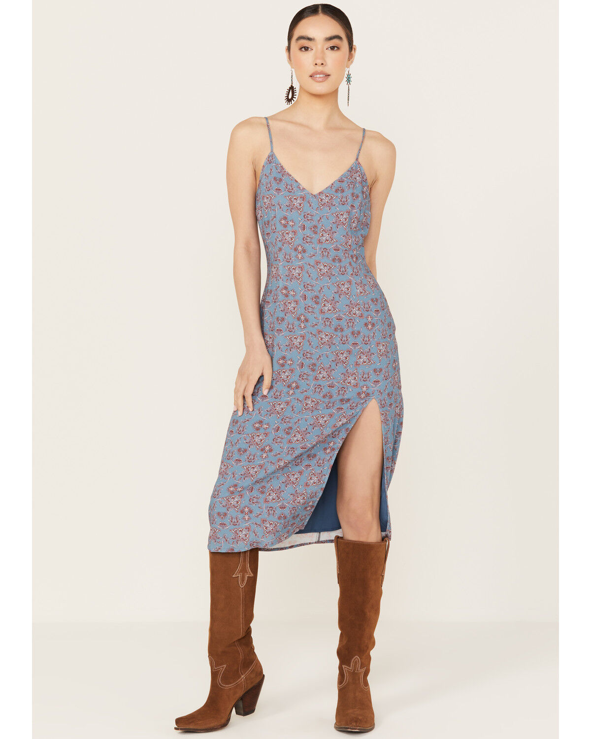 Image #1 - Beyond The Radar Women's Paisley Print Mini Dress, Blue, hi-res