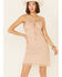 Image #1 - Miss Me Women's Dobby Dot Scrunch Strappy Dress, Blush, hi-res