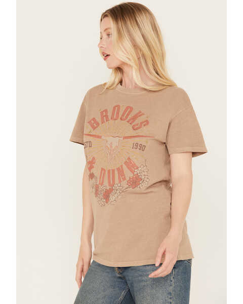 Image #2 - Goodie Two Sleeves Women's Brooks & Dunn Oversized Foil Graphic Tee, Tan, hi-res