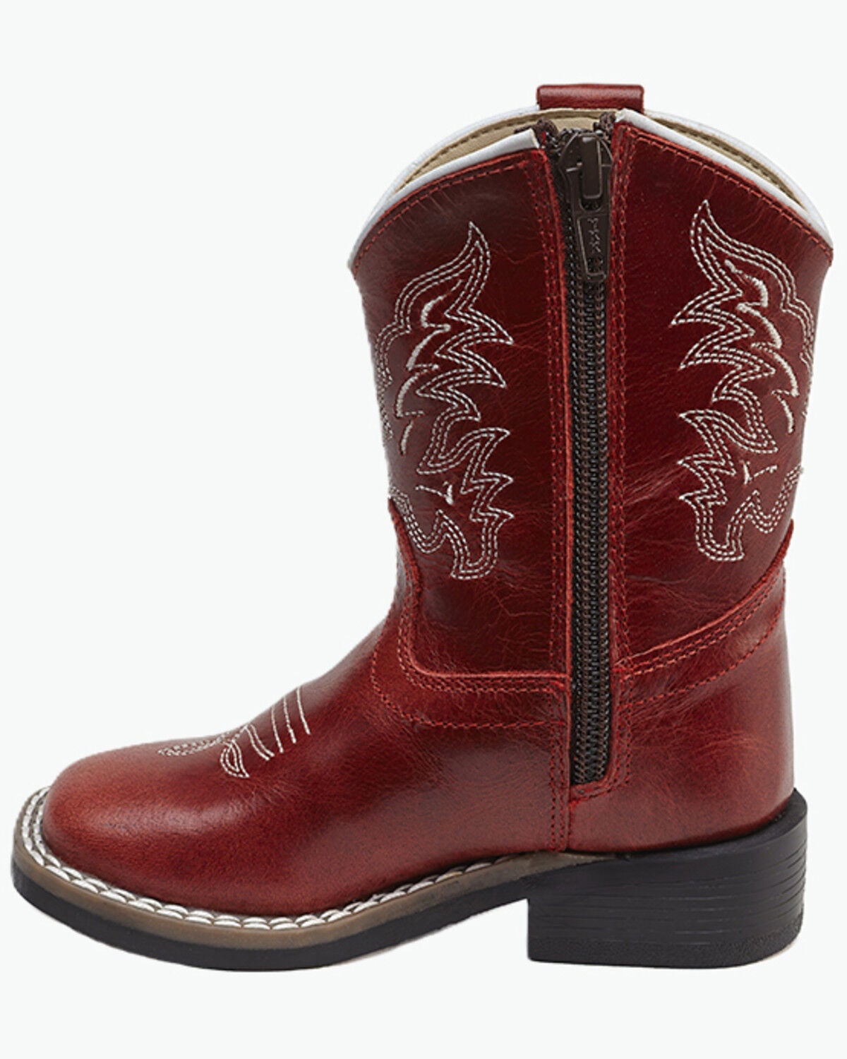 Image #3 - Old West Toddler Girls' Western Boots - Broad Square Toe, Red, hi-res