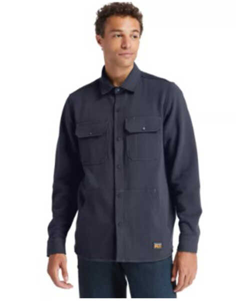 Timberland PRO Men's Solid Indigo Mill River Long Sleeve Button Down Fleece Work Shirt Jacket , Indigo, hi-res