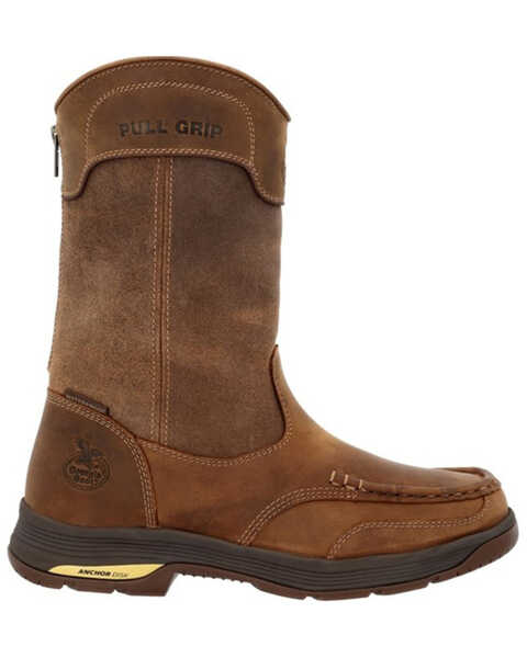 Image #2 - Georgia Boot Men's Athens Superlyte Waterproof Wellington Pull On Safety Boot - Moc toe, Brown, hi-res