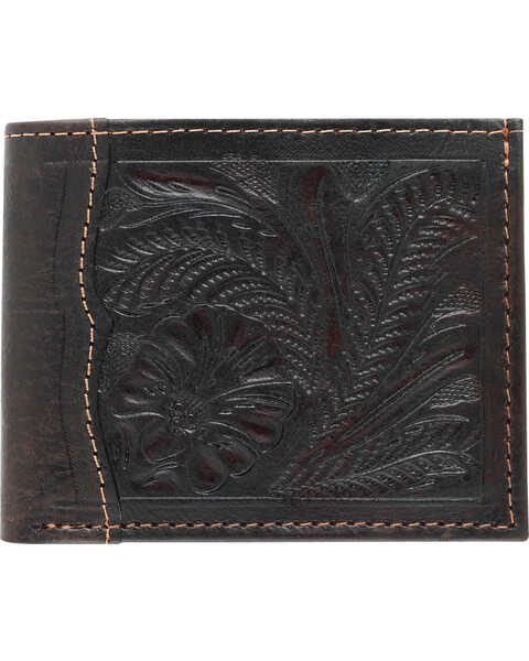 Image #1 - American West Men's Bi-Fold Tooled Wallet, Chocolate, hi-res