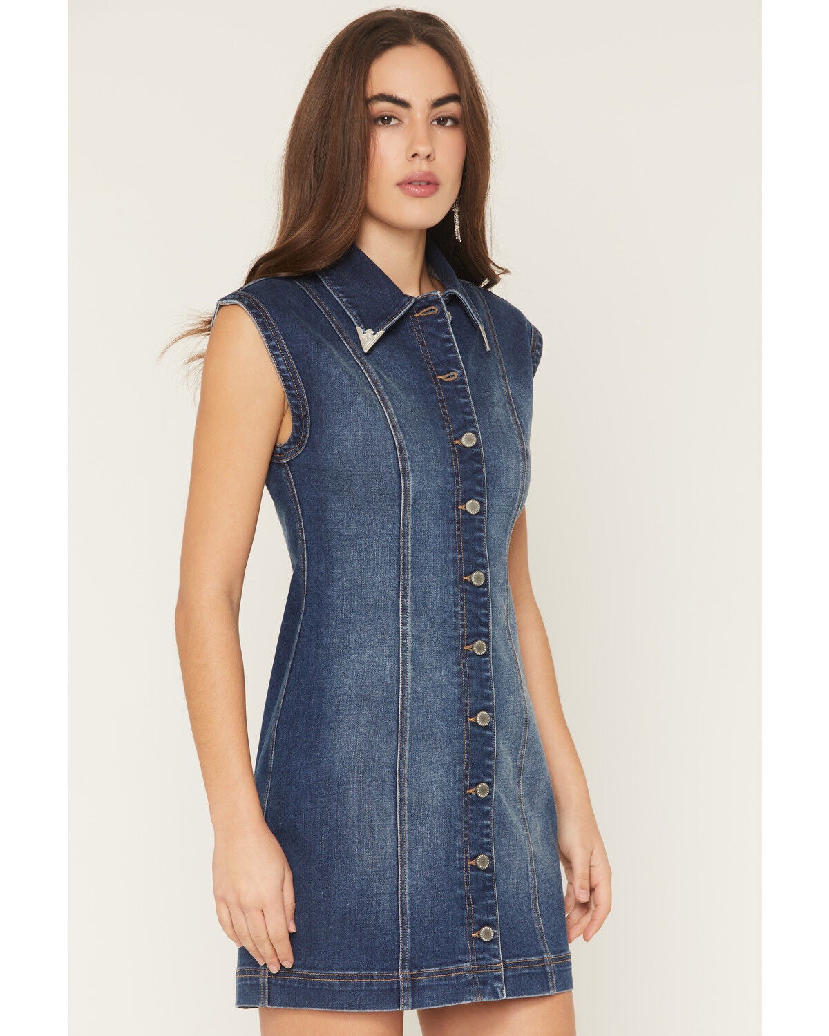 Image #5 - Idyllwind Women's Avalon Sleeveless Button-Down Denim Mini Dress, Medium Wash, hi-res