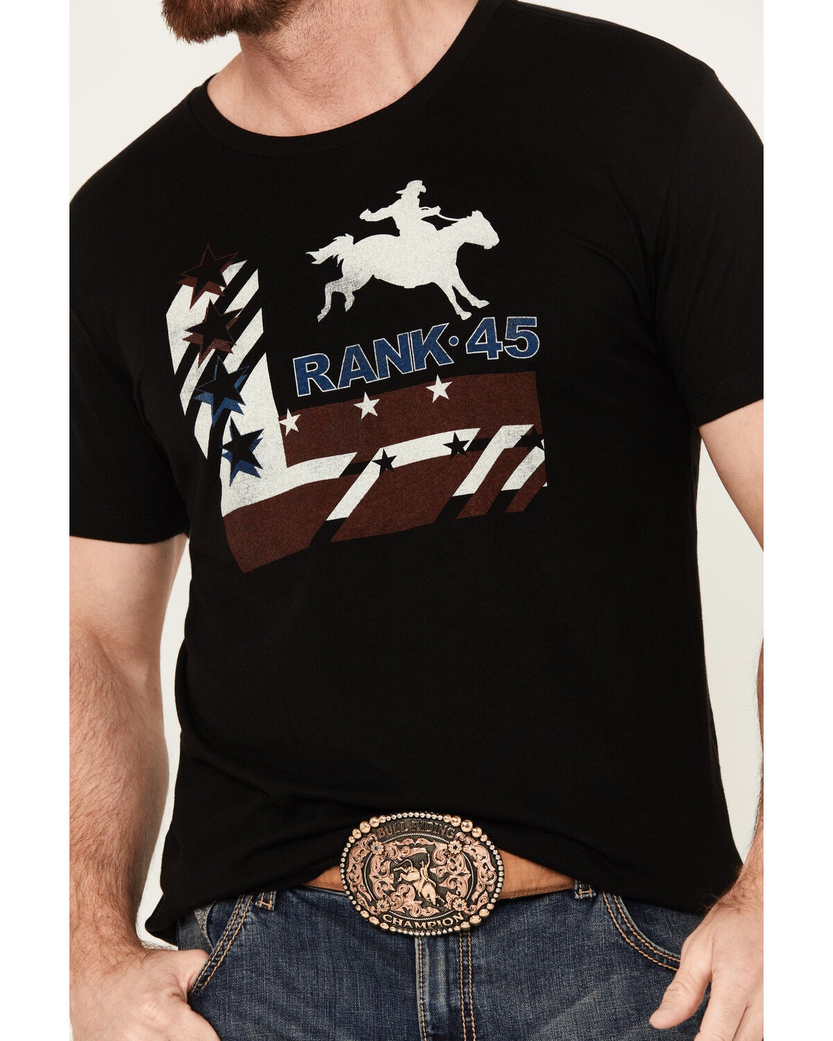 Image #3 - RANK 45&reg; Men's Alban Western Horse Short Sleeve Graphic T-Shirt, Black, hi-res