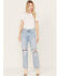 Image #1 - Wrangler Women's Bad Intentions Wild West 603 Destructed Straight Jeans, Blue, hi-res