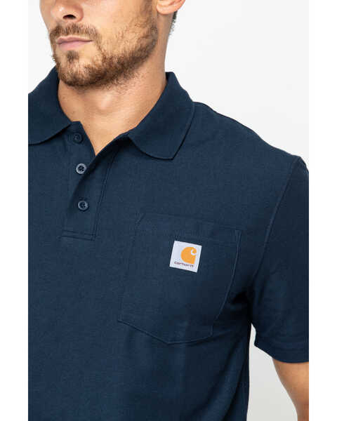 Image #4 - Carhartt Men's Contractor's Pocket Short Sleeve Polo Work Shirt - Big & Tall, Navy, hi-res