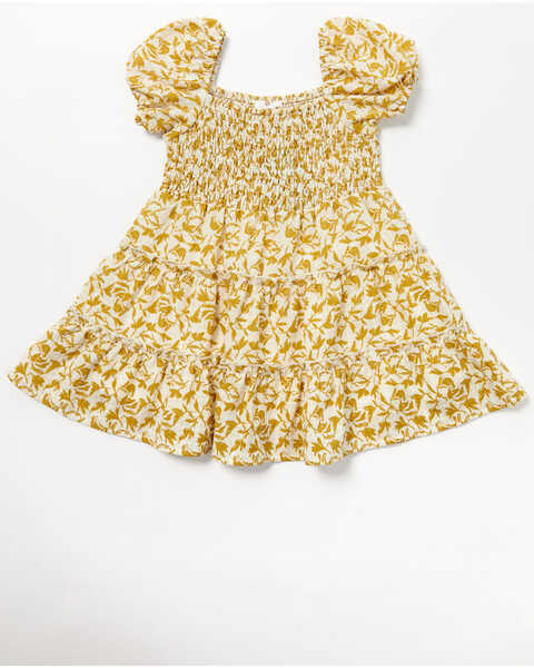 Image #1 - Yura Toddler Girls' Leaf Print Ruffle Dress, Mustard, hi-res