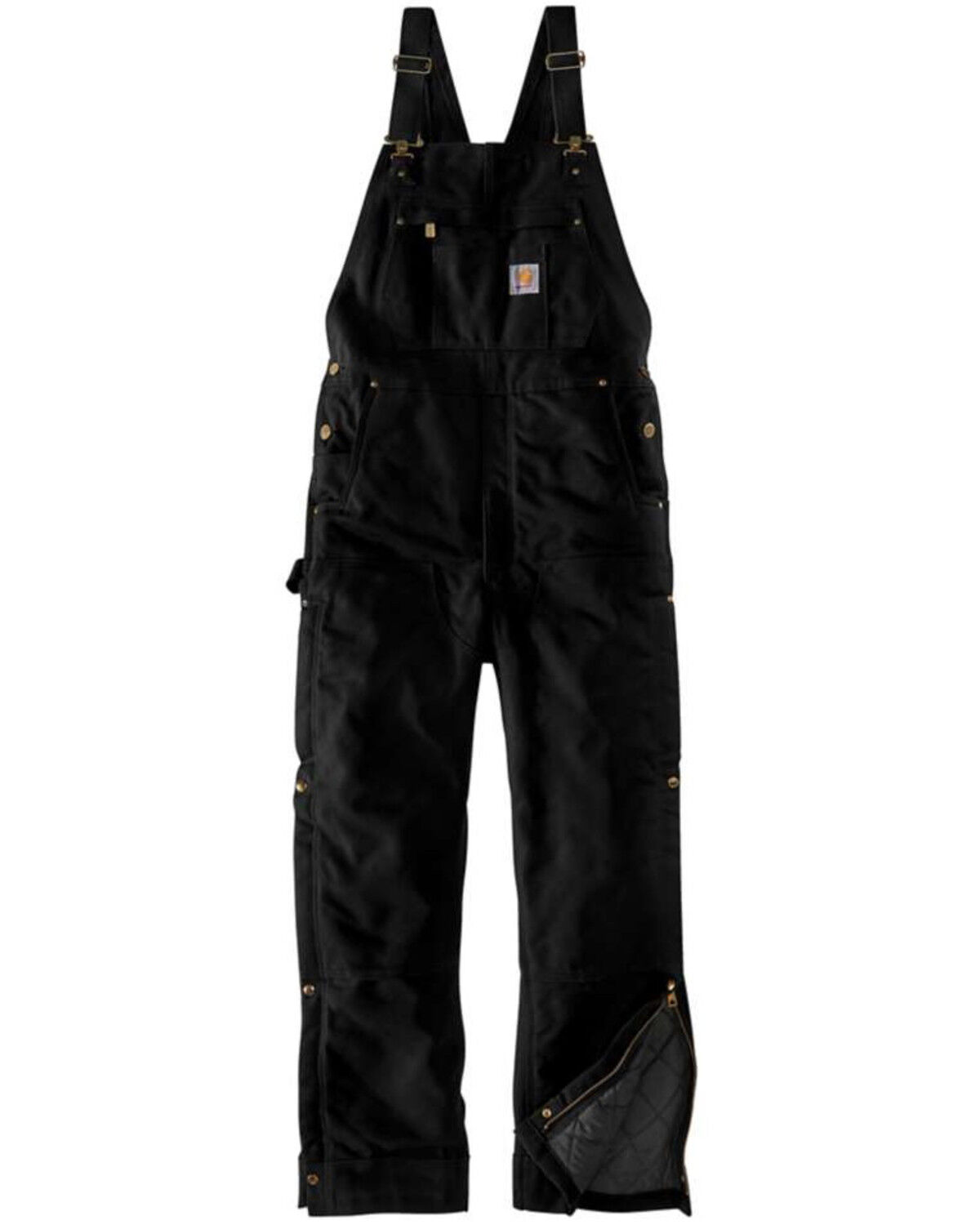 Image #1 - Carhartt Men's Black Firm Duck Insulated Bib Work Overalls, Black, hi-res