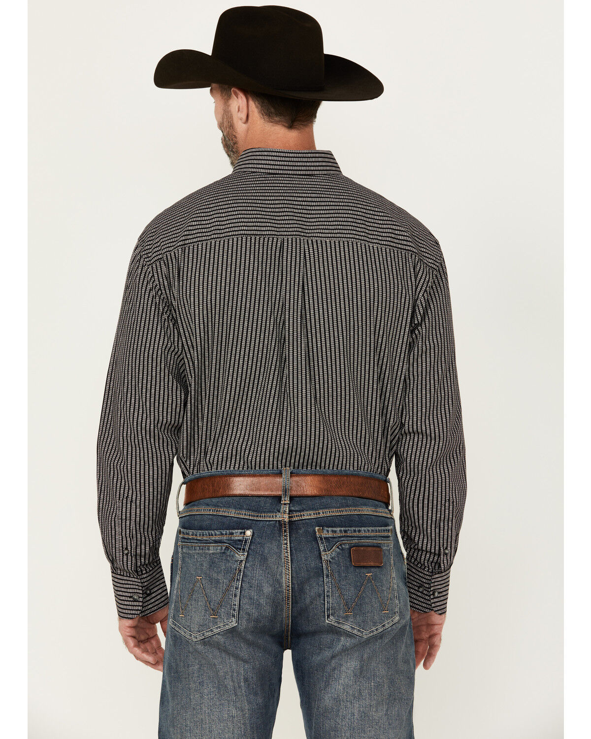 Image #4 - George Strait by Wrangler Geo Print Long Sleeve Button-Down Stretch Western Shirt, Black, hi-res