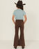 Image #3 - Shyanne Little Girls' Pull-On Flare Stretch Denim Jeans, Brown, hi-res