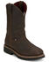 Image #1 - Justin Men's 11" Billings USA Waterproof Pull-On Work Boots - Steel Toe, Dark Brown, hi-res