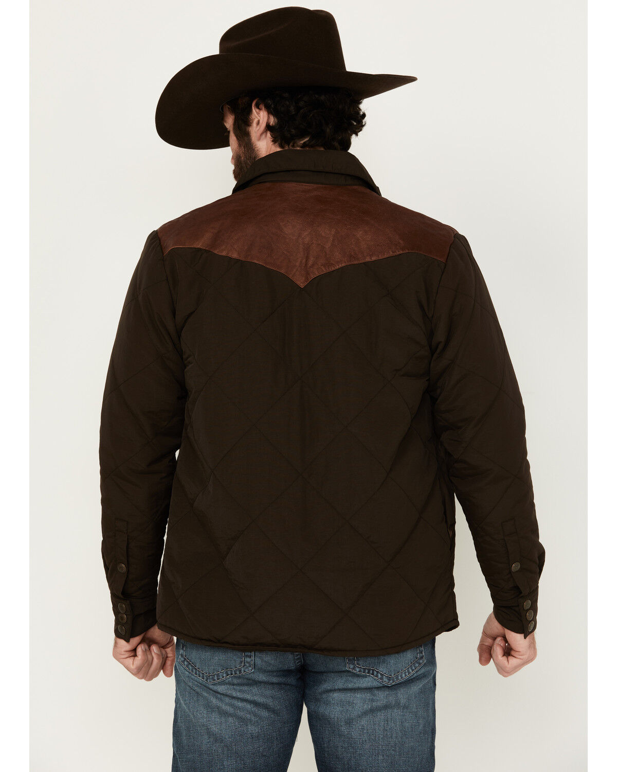 Image #4 - Resistol Men's Quilted Leather Yoke Jacket, Brown, hi-res