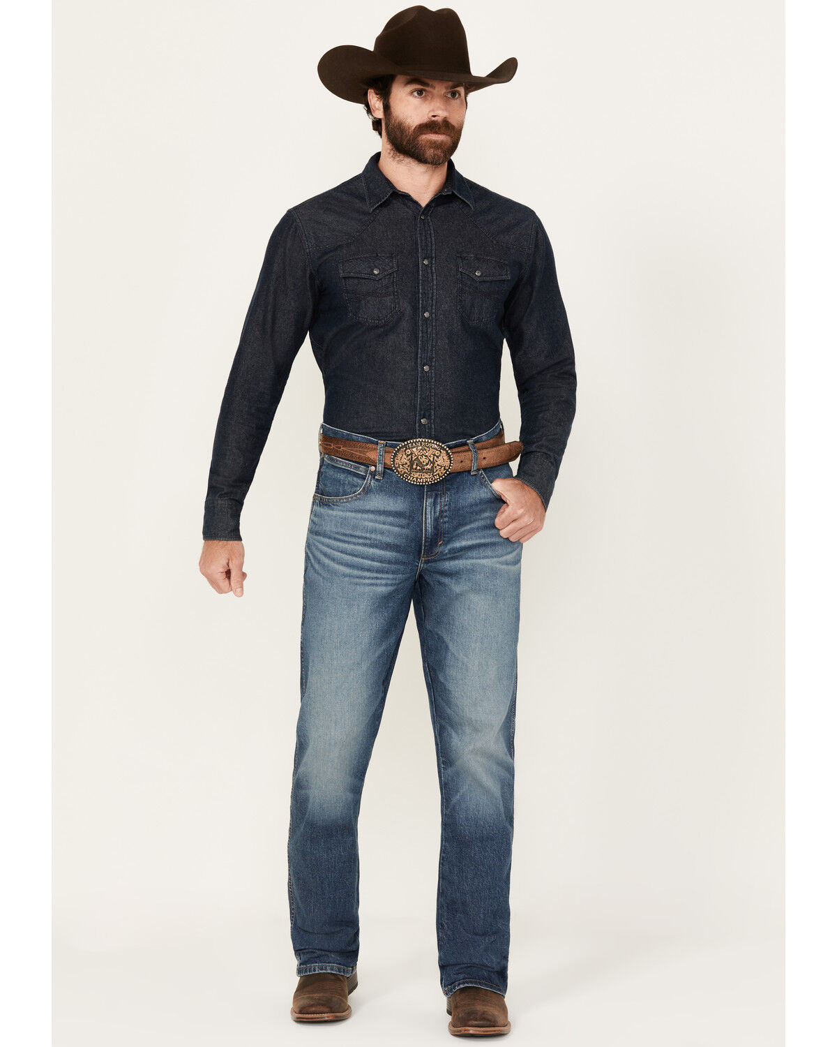 Image #1 - Wrangler Retro Men's 77MWZ Whitley Medium Wash Slim Bootcut Stretch Denim Jeans, Medium Wash, hi-res