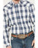 Image #3 - Roper Men's Amarillo Plaid Print Long Sleeve Western Pearl Snap Shirt, Blue, hi-res