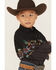 Image #3 - Roper Boys' Striped Border Print Long Sleeve Snap Western Shirt, Black, hi-res