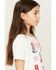 Image #2 - Buttercup Girls' Americana Embellished Boots Short Sleeve Graphic Tee, White, hi-res