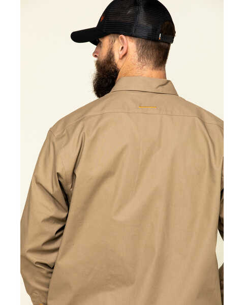 Ariat Men's Khaki Rebar Made Tough Durastretch Long Sleeve Work Shirt - Tall , Beige/khaki, hi-res