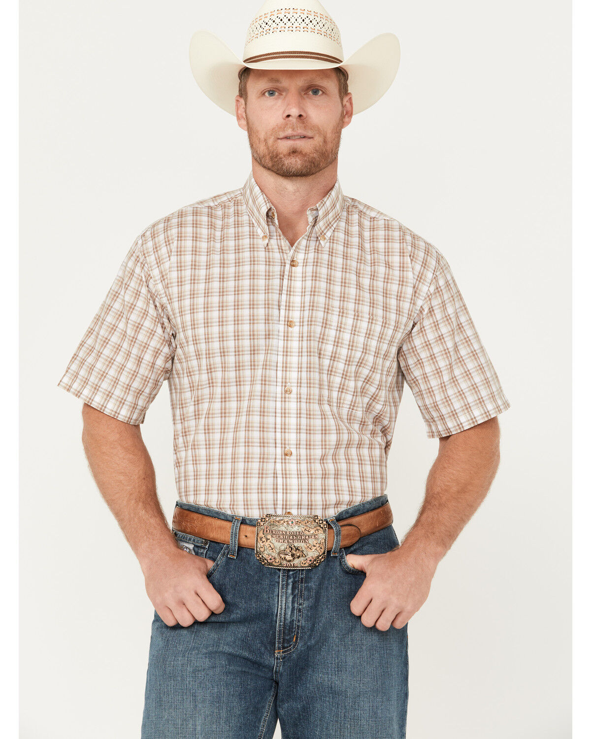 Image #5 - Wrangler Riata Men's Assorted Plaid Print Short Sleeve Button-Down Western Shirt, Multi, hi-res