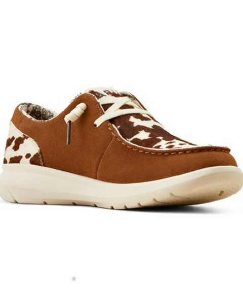 Image #1 - Ariat Women's Hilo Suede and Hairon Casual Shoes - Moc Toe , Brown, hi-res