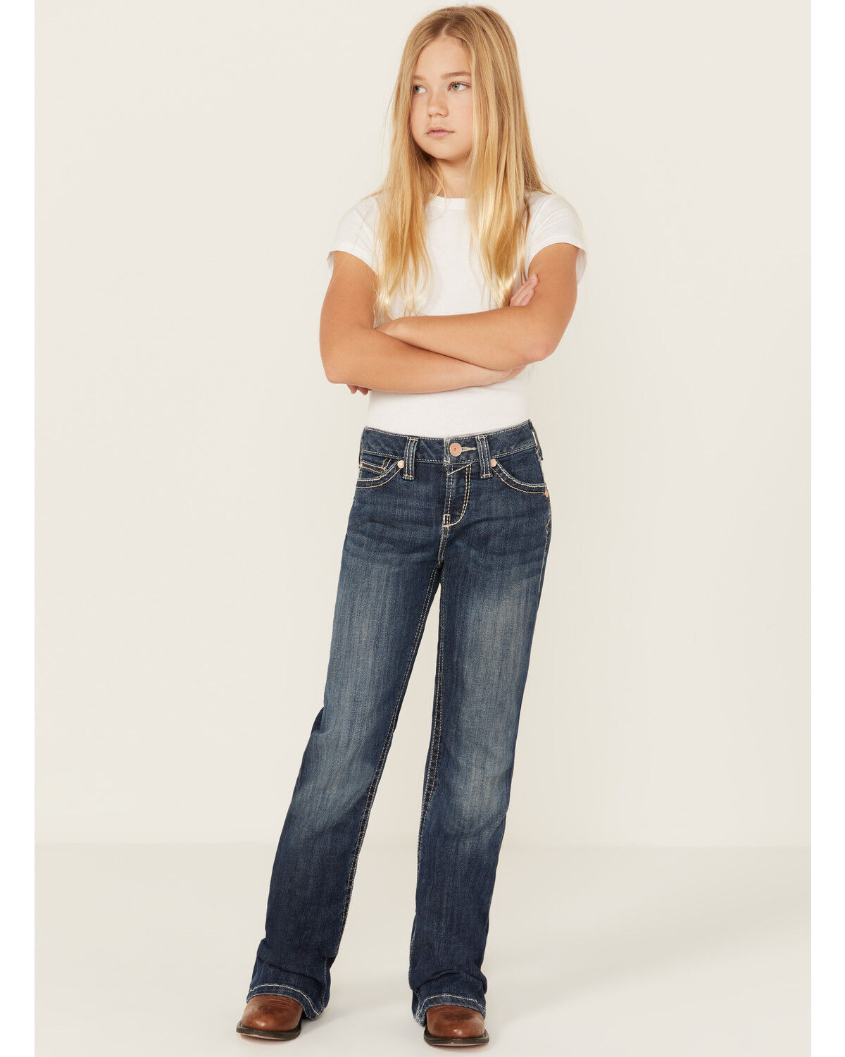 Image #1 - Ariat Girls' Everlee Bootcut Jeans, Medium Wash, hi-res