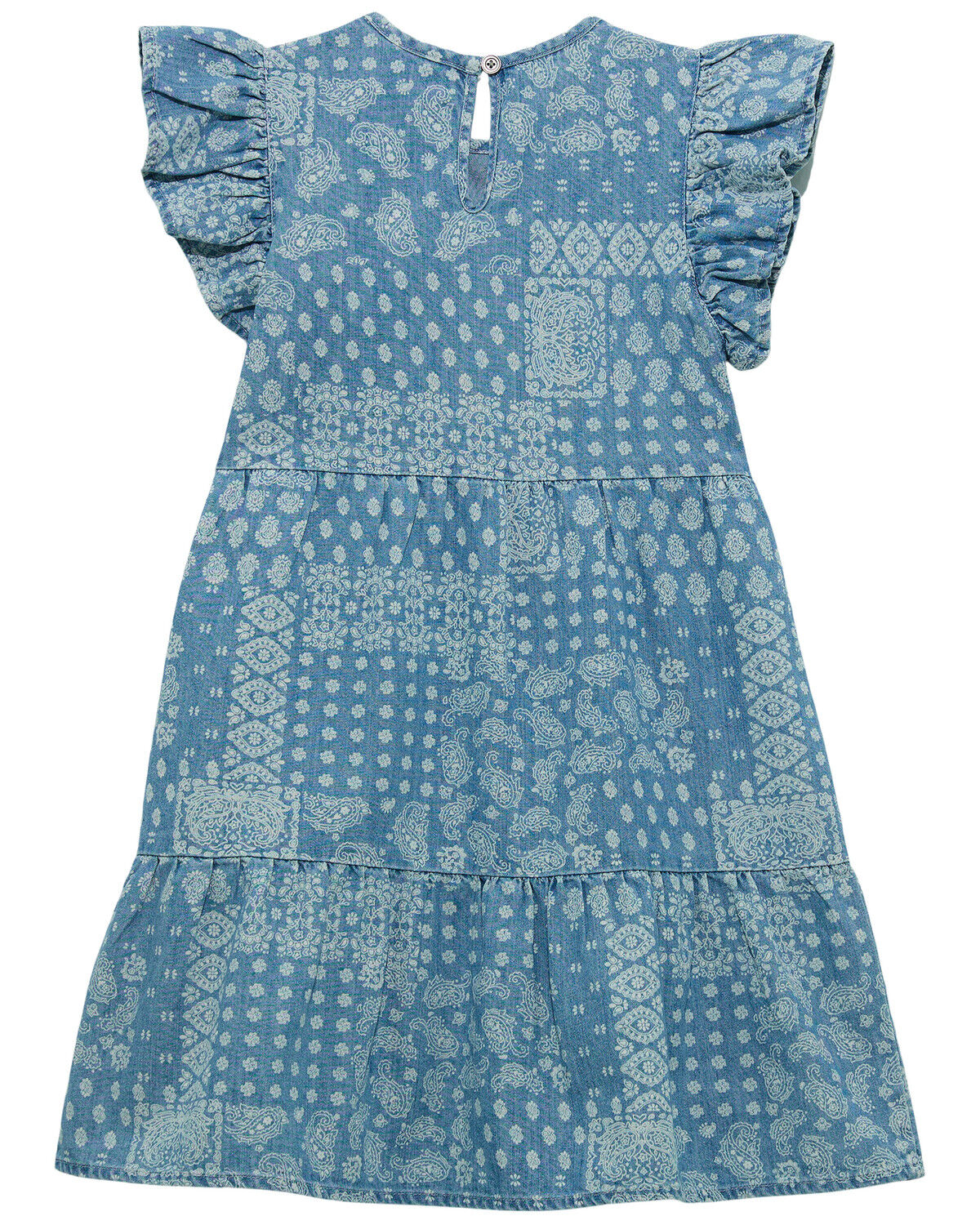 Image #2 - Wrangler Girls' Bandana Print Denim Dress, Blue, hi-res