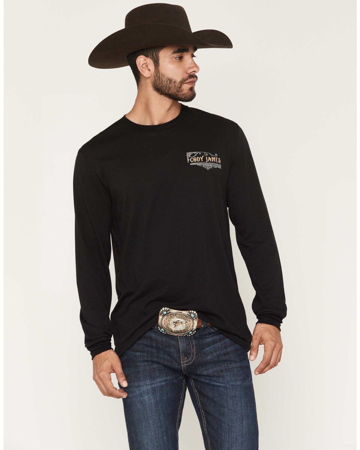 Image #2 - Cody James Men's Whiskey Verbiage Long Sleeve Graphic T-Shirt, Black, hi-res