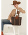 Shyanne Women's Amber Embossed Tote , Brown, hi-res